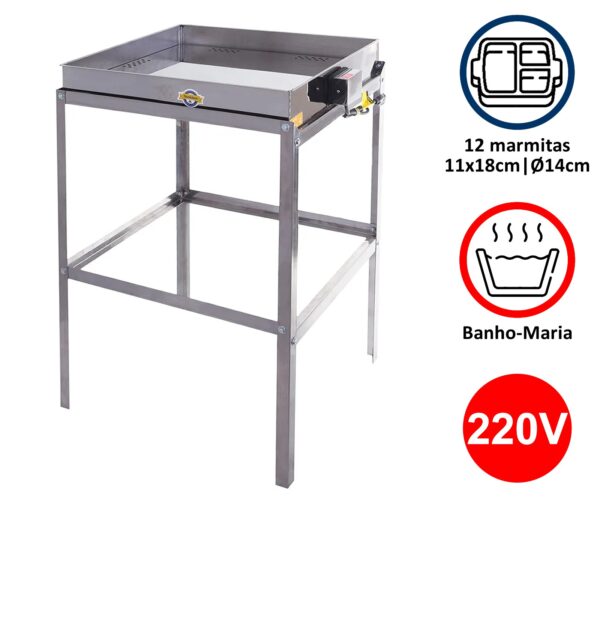 MARMITEIRO DE INOX 12 MARMITAS