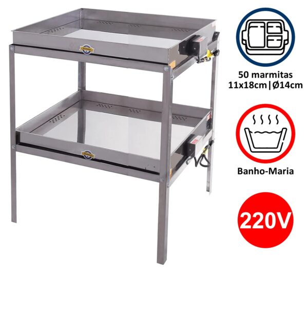 MARMITEIRO DE INOX 50 MARMITAS
