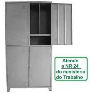 ROUPEIRO DE AÇO INSALUBRE 4 PORTAS GRANDES - NR24
