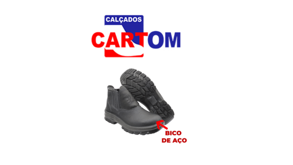 BOTINA DE COURO MONO CARTOM COM BICO DE AÇO.