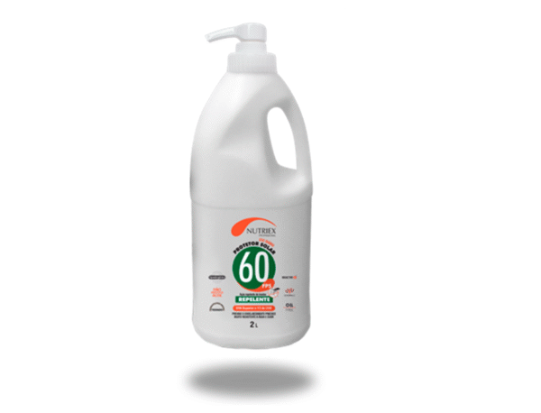 PROTETOR SOLAR FATOR 60 2L COM REPELENTE E DOSADOR NUTRIEX.