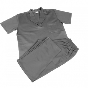 UNIFORME DE BRIM LEVE COR CINZA MANGA CURTA