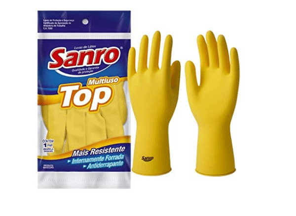 LUVA LÁTEX SANRO TOP AMARELA.