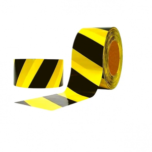 FITA DE ISOLAMENTO ZEBRADA PRETO AMARELO DE 200 MT.