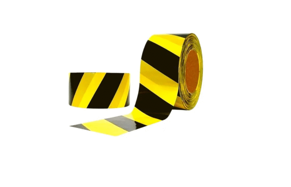 FITA DE ISOLAMENTO ZEBRADA PRETO AMARELO DE 100 MT.