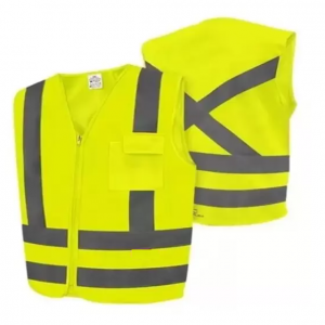 COLETE REFLETIVO TIPO BLUSÃO AMARELO COM BOLSO.