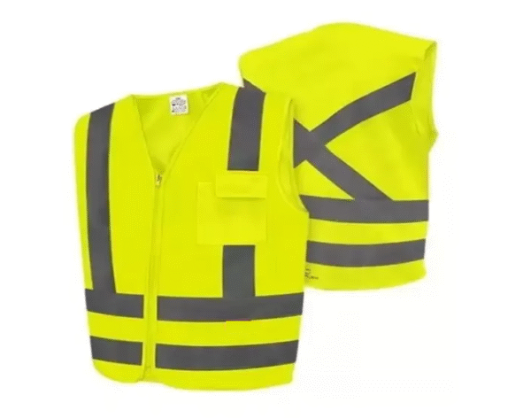 COLETE REFLETIVO TIPO BLUSÃO AMARELO COM BOLSO.