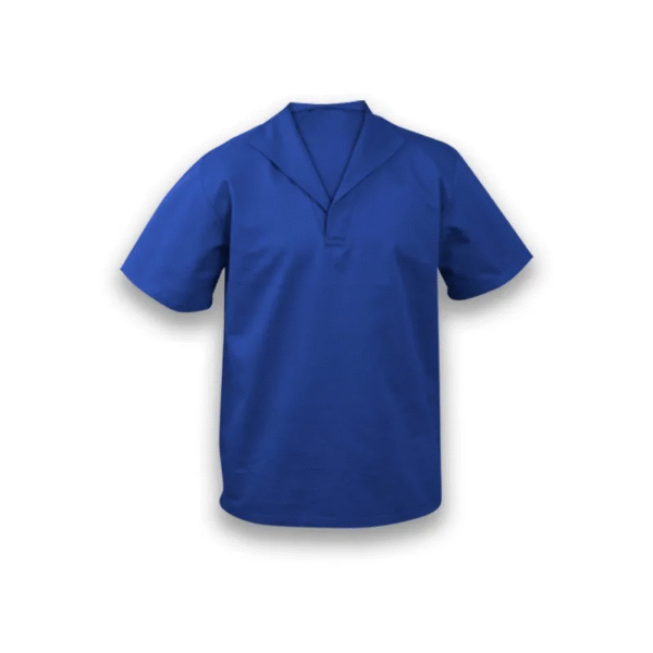 JALECO DE BRIM LEVE GOLA ITALIANA COM BOLSO COR AZUL.