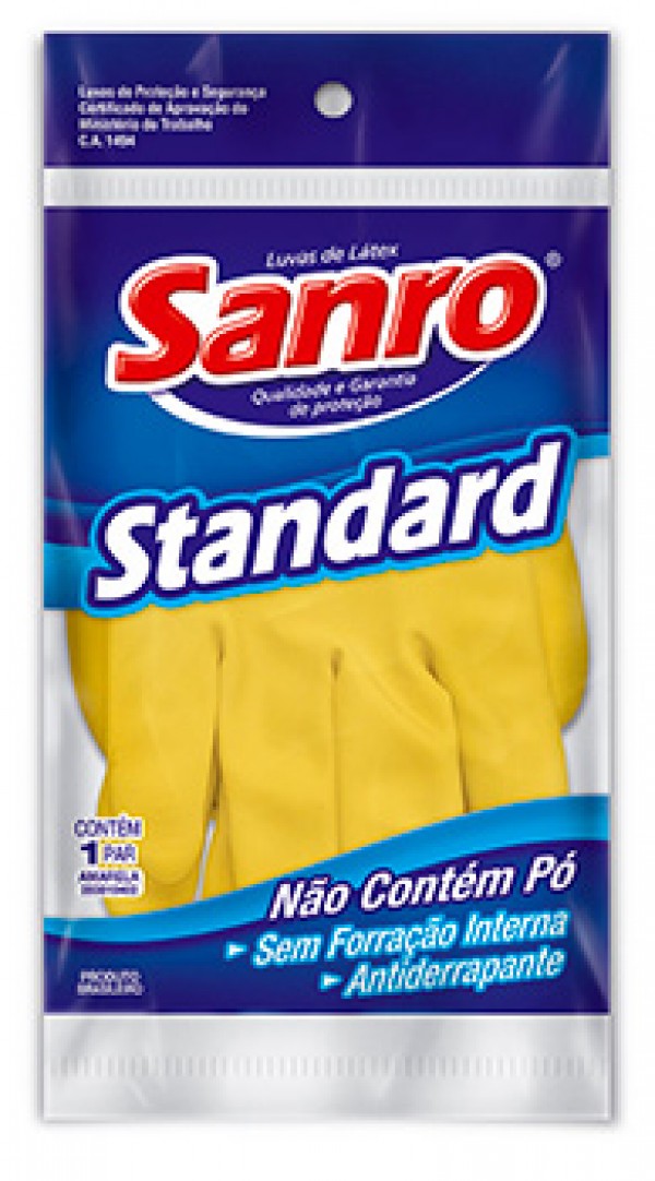 LUVA LÁTEX SANRO STANDARD AMARELA. - Imagem 5