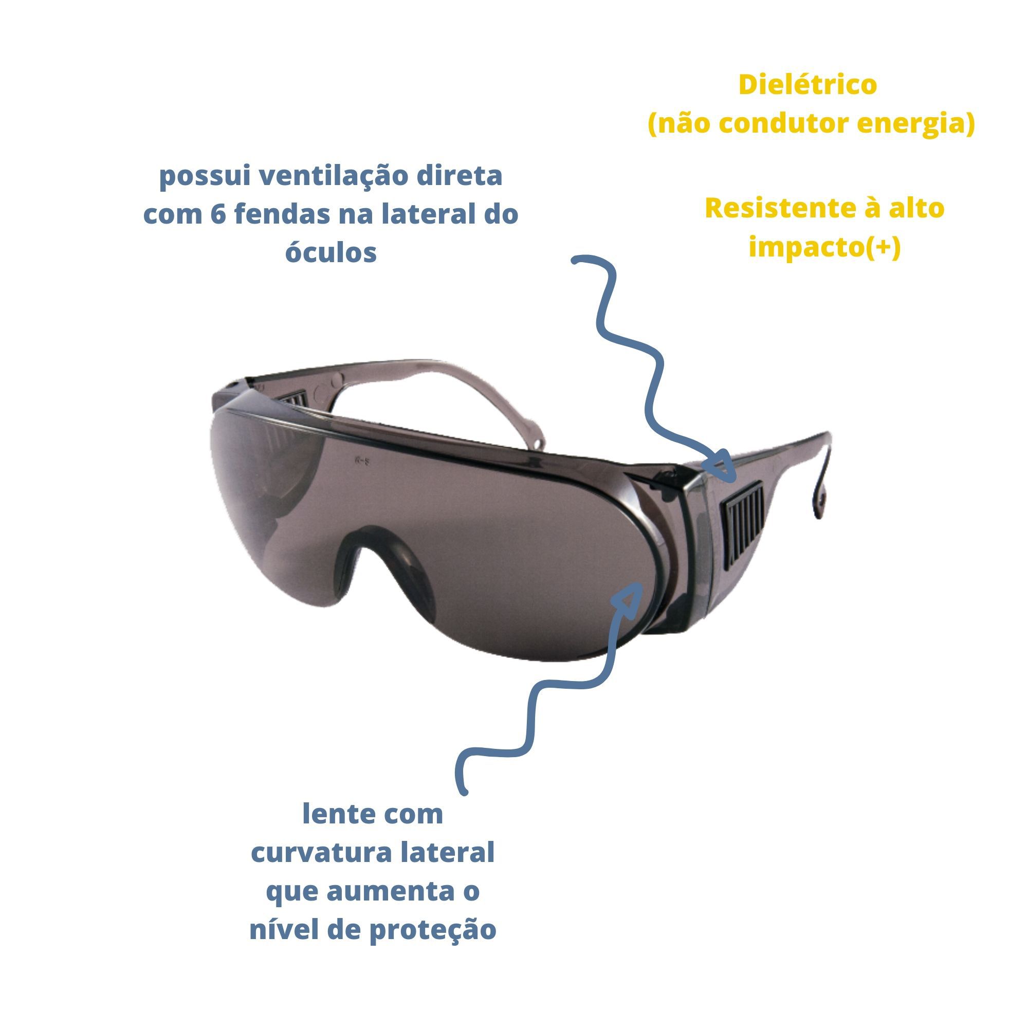 ÓCULOS DE PROTEÇÃO MODELO PANDA FUME - Imagem 2