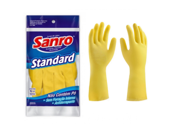 LUVA LÁTEX SANRO STANDARD AMARELA.